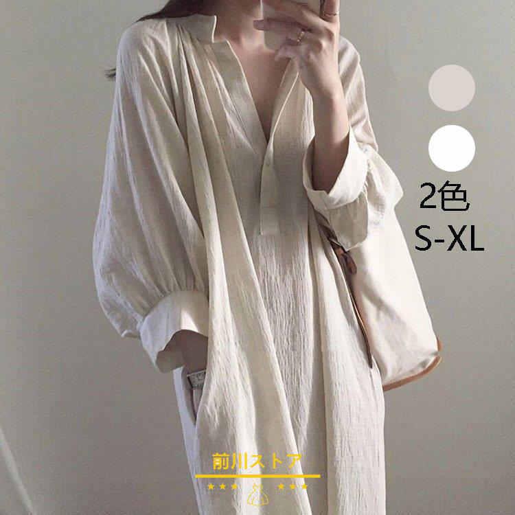 ワンピース レディース 30 40代ワンピース 夏 九分袖ワンピース きれいめワンピース オシャレ体型カバー 綿麻混 妊婦服着痩せ 通勤 結婚式 お出かけ 大人 安い購入