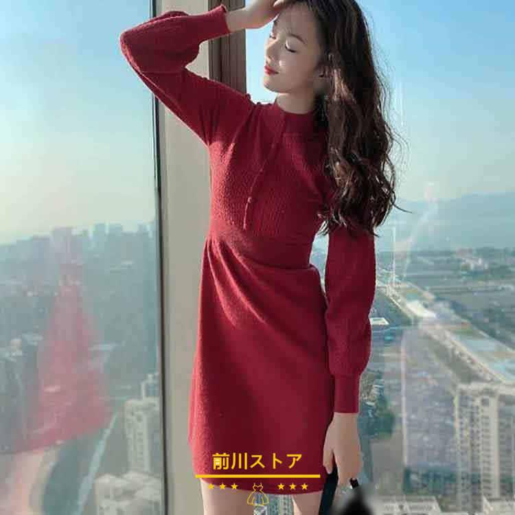 ニットワンピース レディース 40代 コーデ 秋冬 長袖 カットソー セーター ワンピース きれいめ 上品 大きいサイズ おしゃれ 暖かい 着痩せ 新品送料無料 大人気