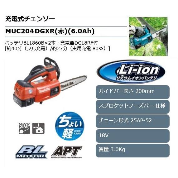 マキタ 18V充電式チェンソー（6.0Ah） MUC204DGXR｜maeki