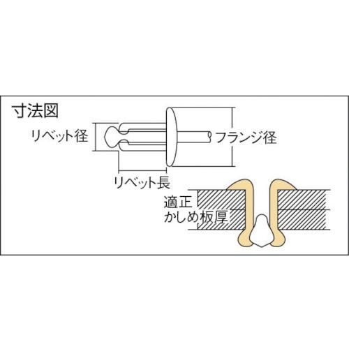 エビ　ブラインドリベット（ステンレス／スティール製）６−４（１０００本入）　NSS64