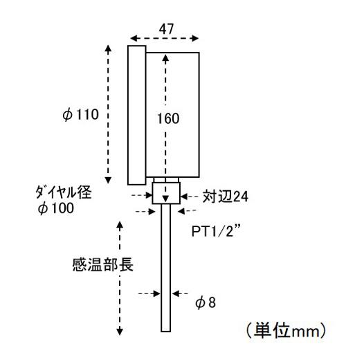 0〜100℃/100mm 【エクスプローラー】 バイメタル式温度計 EA727AA-57