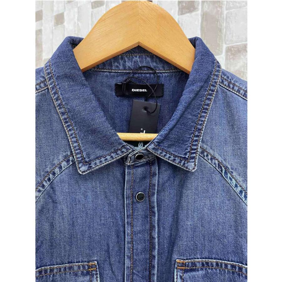 【DIESEL】SONOLA ストレッチデニムウエスタン長袖シャツ DIESEL（ディーゼル） ユーズド加工 ビンテージ加工 ウエスタン デニム