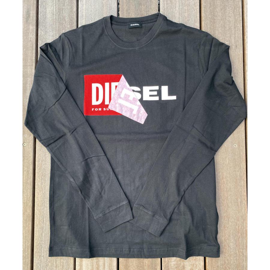 DIESEL（ディーゼル） Wロゴ プリント クルーネック 長袖 Tシャツ ロン