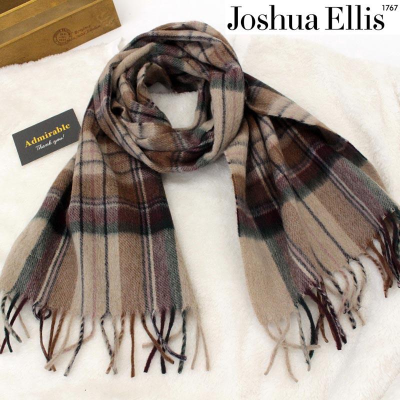 Joshua Ellis ジョシュアエリス 無地 チェック カシミヤマフラー