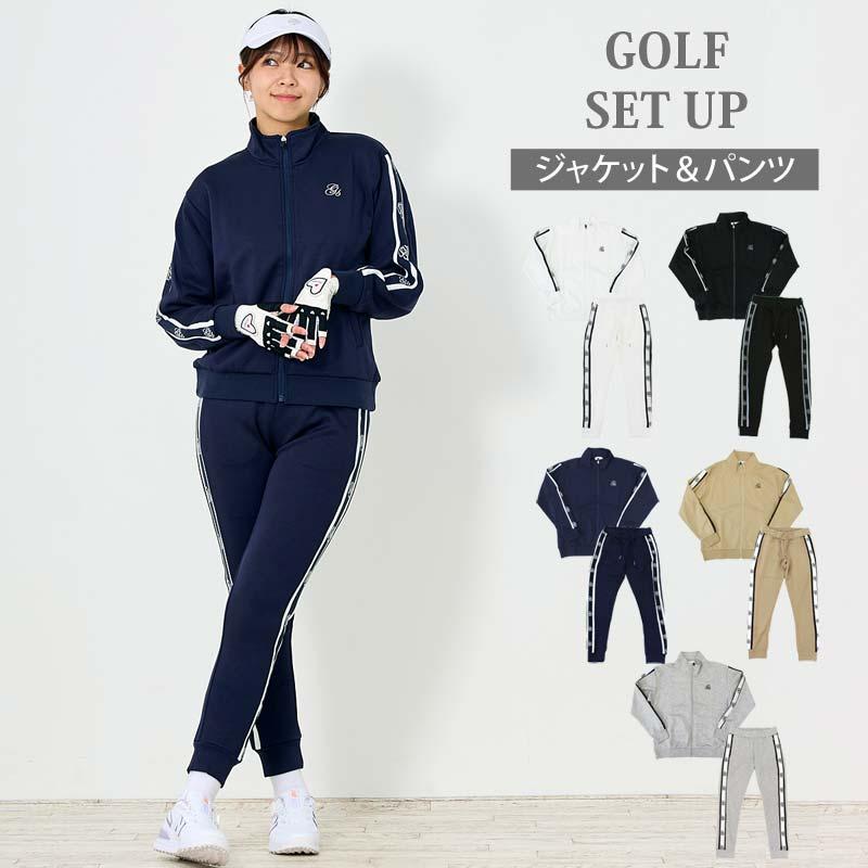 【訳あり】gs GOLF ゴルフウェア セットアップ ジップジャケットネイビー ゴルフウェア レディース 上下セットアップ gs GOLF ジップアップ