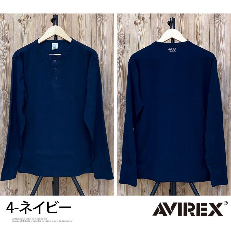 AVIREX アビレックス ロングTシャツ メンズ 長袖 テレコリブ ヘンリーネックTシャツ 無地 デイリーインナー カットソー｜maestoso｜15