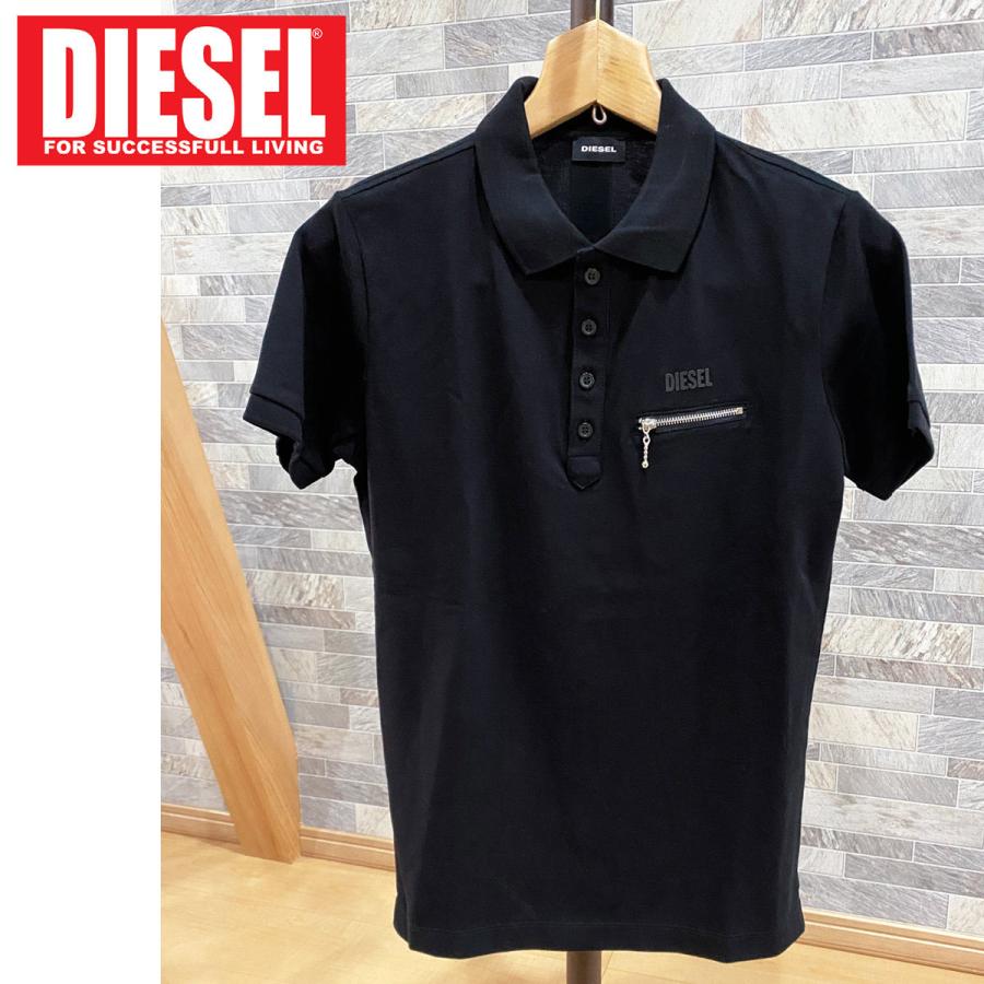 DIESEL（ディーゼル） ZIPポケット ワンポイント ロゴ 半袖ポロシャツ 