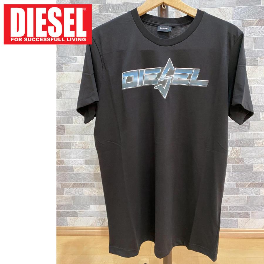 DIESEL（ディーゼル） メタル調ロゴ プリント クルーネック 半袖T 