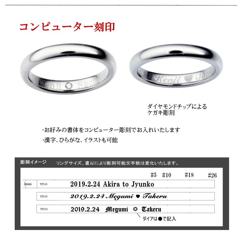 年末 チタンリング　ダイヤ0，01ct入 ペアリング マリッジリング 結婚指輪 製造販売 彫刻無料 TIRF03D