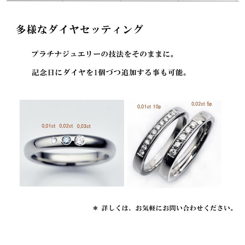 チタンリング￼ 2種類 サイドに段差の縁取りライン天然ダイヤモンドリング0.02ct 金属