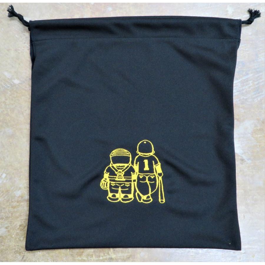 マエハラスポーツオリジナル グラブ関連小物　布製グラブ袋　ブラック（刺繍糸イエロー）　　｜maesupo