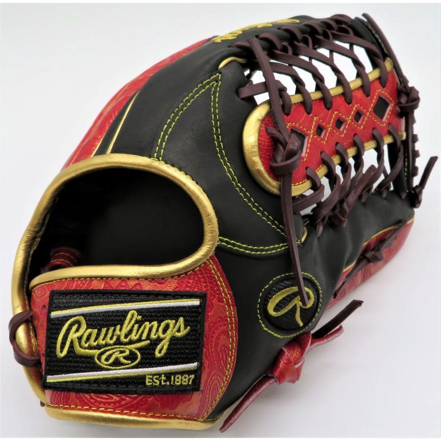 軟式グラブ 限定 ローリングス Rawlings HOH PAISLEY REVIVAL 外野手用 GR1FHPY70 ブラック/スカーレット 右投げ用 グラブサイズ13インチ｜maesupo