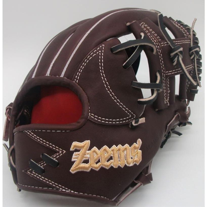 Zeems レザー硬式グローブ ブラウン Zeems（ジームス） 限定硬式グローブ 三方親アルファシリーズ 内野手用