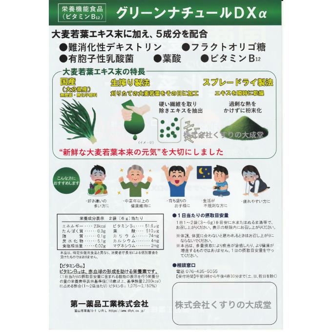 グリーンナチュールDXα 3g 60袋 12個 栄養機能食品 第一薬品工業 青汁の画像