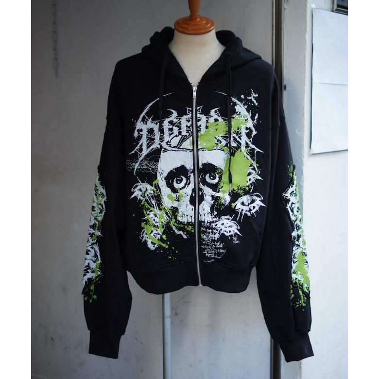 Y.e(J)ow イエロージェイ ショットガンDEATH ART ZIPパーカー BLACK-L