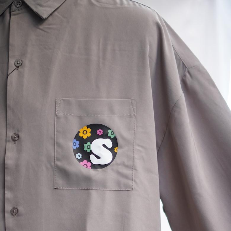 seedleSsシードレス　　FLOWERロゴBIGシャツ　Beige-L　メンズ長袖シャツ　しわになりにくいシャツ｜magaru-store｜04