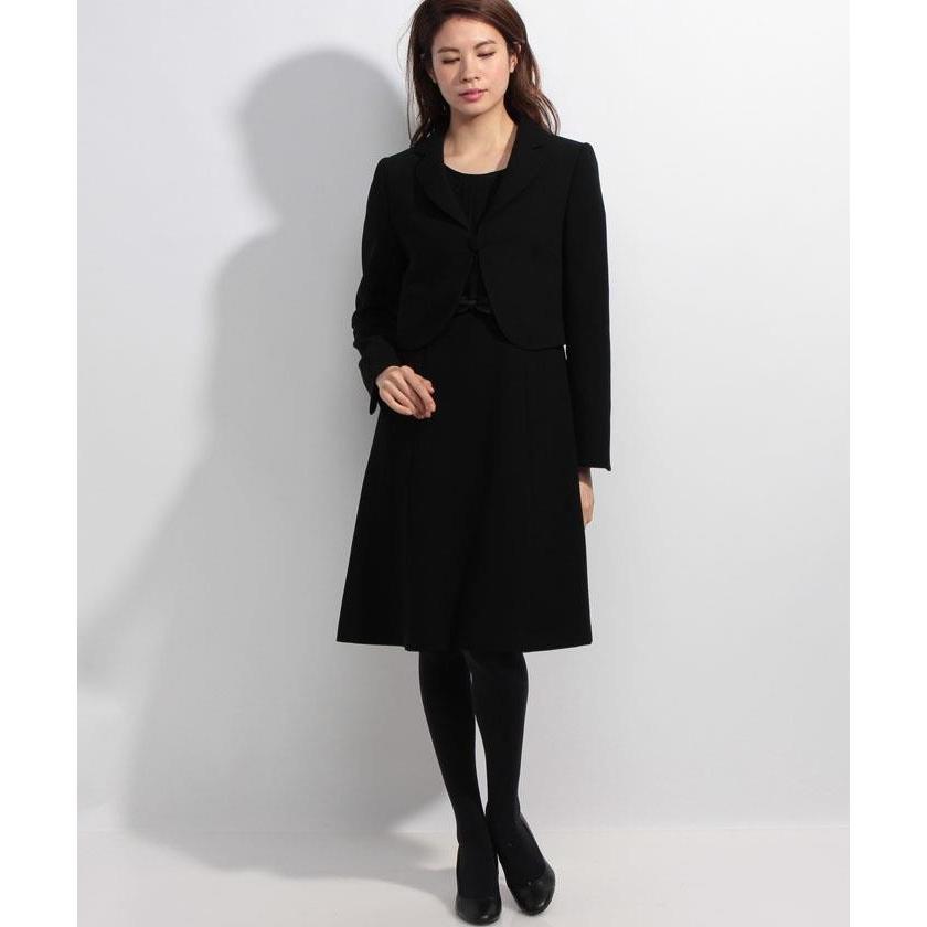 受賞店舗 ブラックギャラリー オールシーズン ブラックフォーマル 喪服 礼服 葬式 卒業式 前身頃ピンタックワンピースセットスーツ アンサンブル 驚きの安さ Www Bynaric In