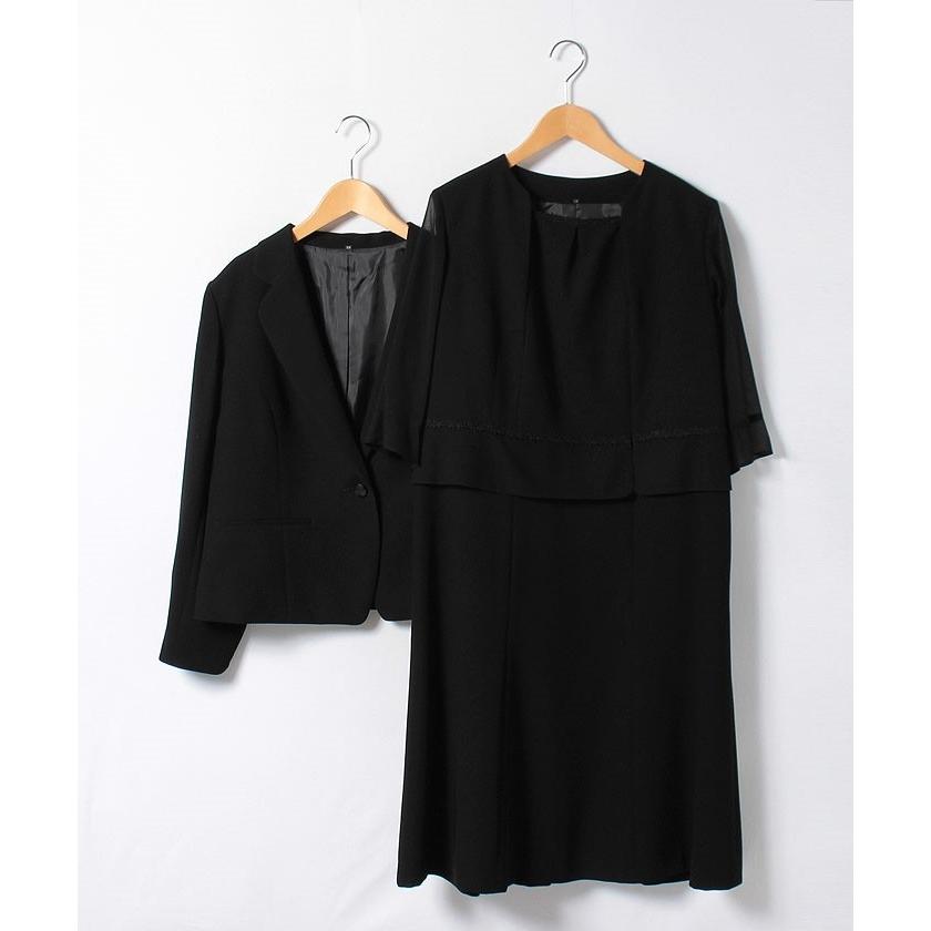 メーカー包装済 ブラックギャラリー 大きめサイズ テーラージャケットとレース使い前開きワンピのゆったりアンサンブル 新品即決 Www Technet 21 Org