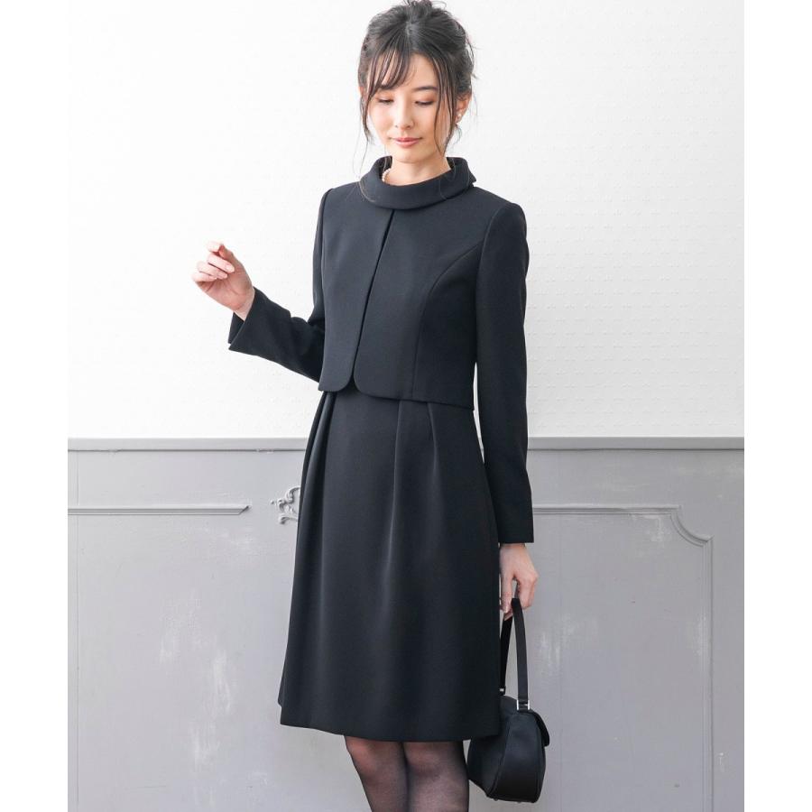 大流行中 フォルムフォルマ オールシーズン 礼服 冠婚葬祭 ノーカラージャケット ロールカラースタンドフレアワンピース セットアップスーツ 豪華 Www Thedailyspud Com