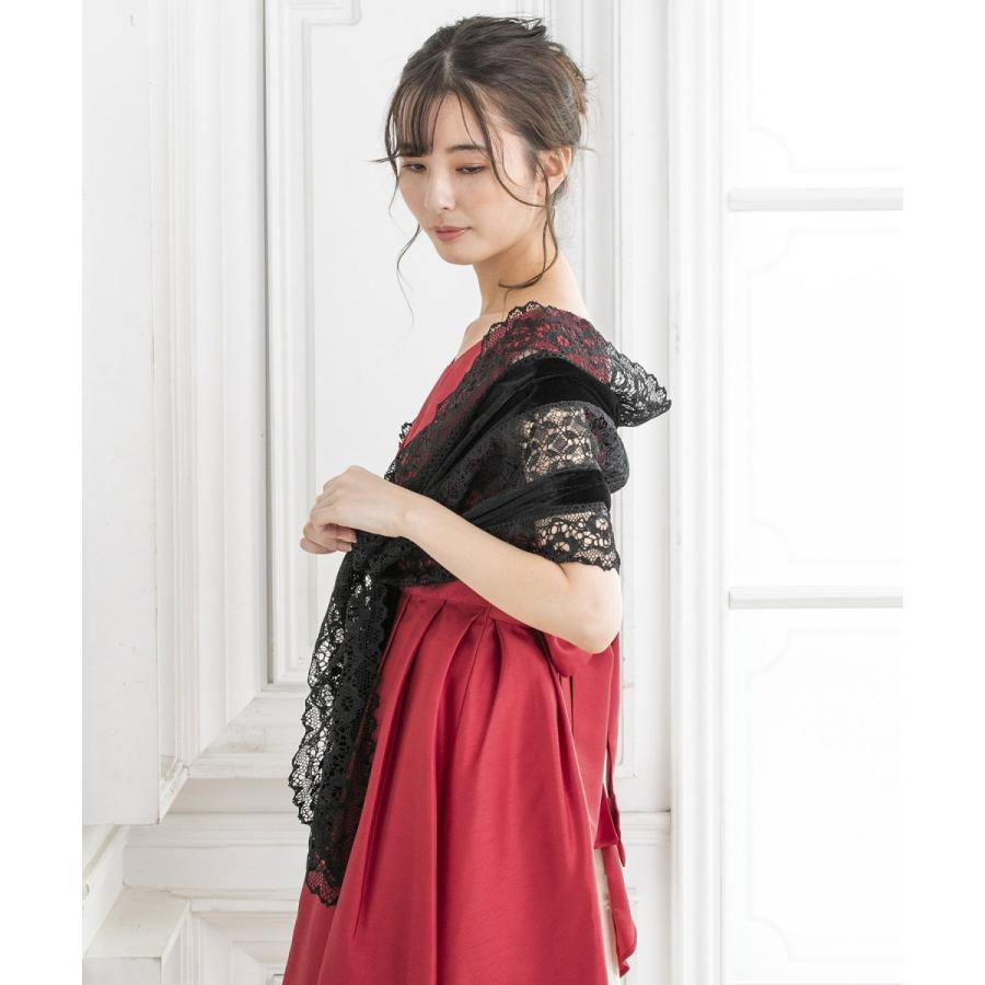 ソフトベロアショール □CABaN ソフトべロア エンブロイダリーストール