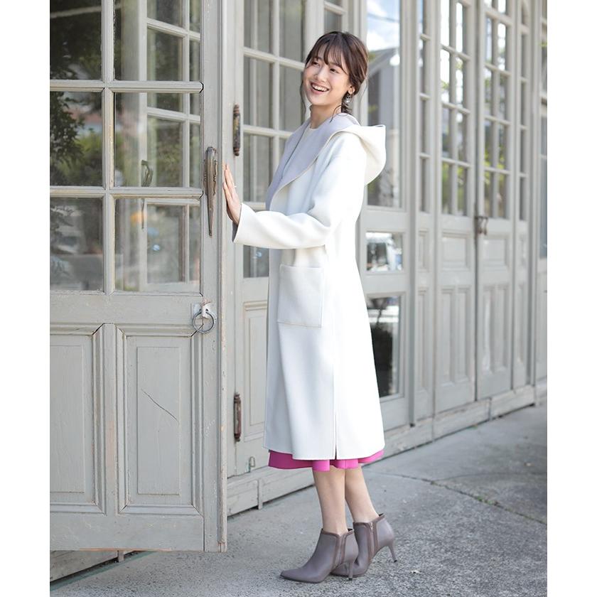 レッセパッセ ホワイト ロングコート ウエストベルト付き