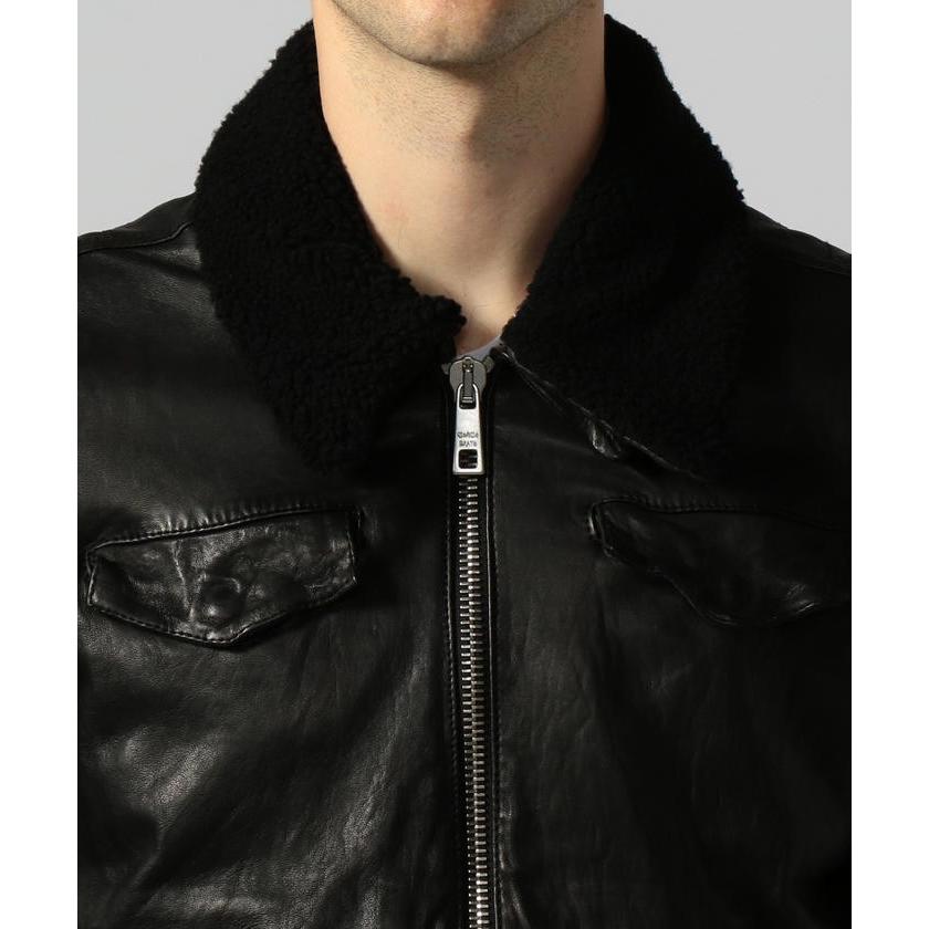 GIORGIO BRATO ラムレザー ジップアップブルゾン