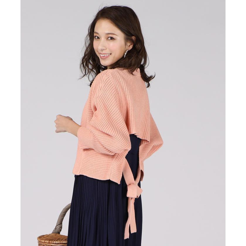 クイーンズコート】《手洗い可能》バックリボン短丈ボレロカーディガン