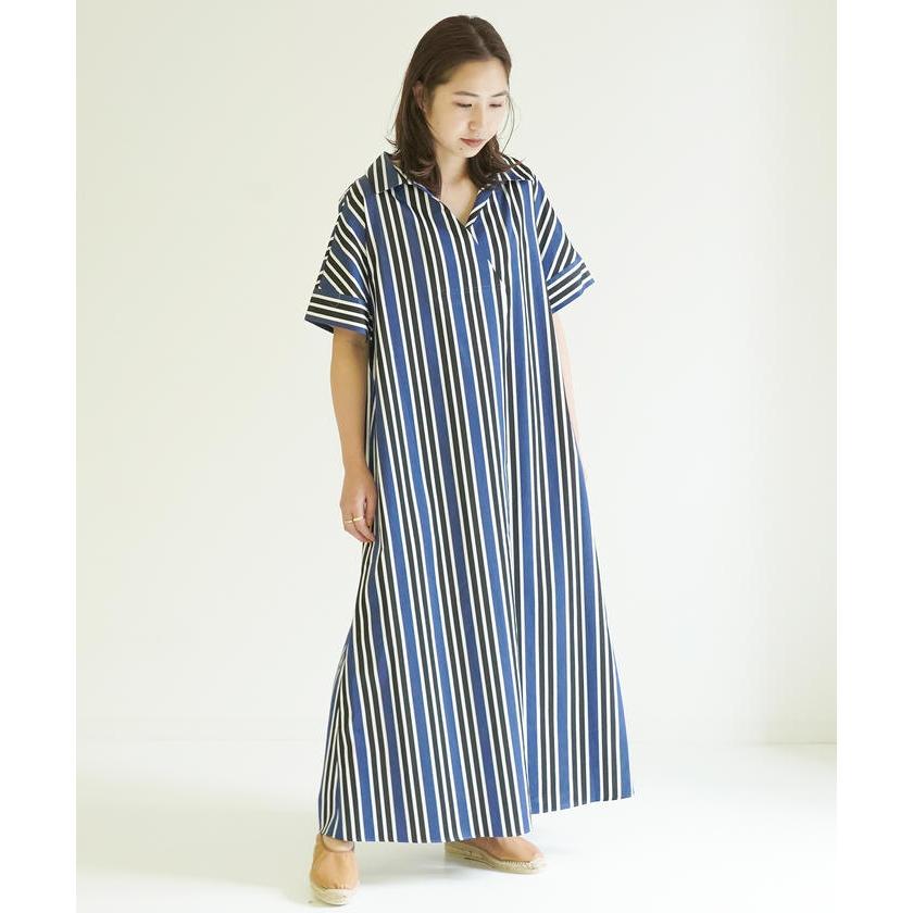 爆売り Tomorrowland Collection ピコロールストライプ オープンカラーワンピース 超激安 Regionmarket Store