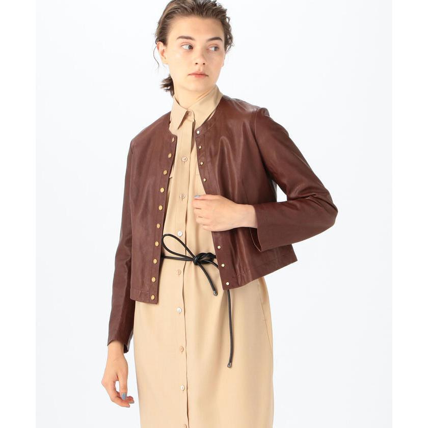 大好き大好きライトセミベジタブルレザー ノーカラージャケット ノー