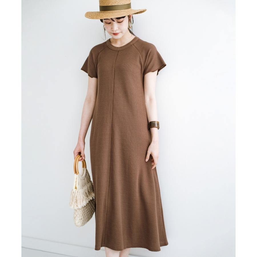 ハコ ぱっと着てコーデが完成 ちょび袖がかわいいマキシ丈のワッフルワンピース Magaseek Paypayモール店 通販 Paypayモール