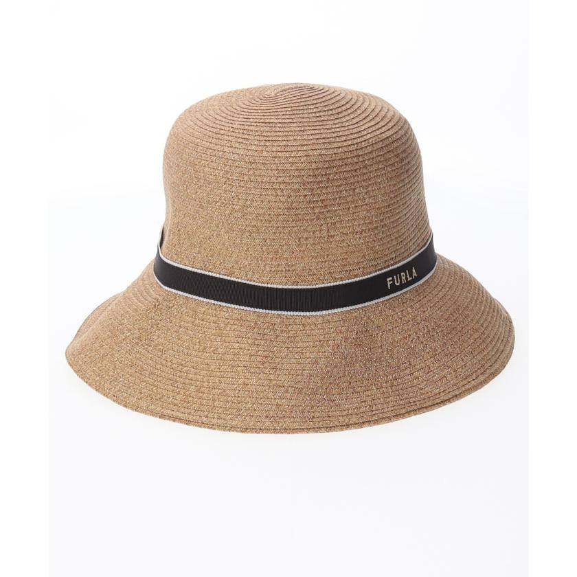 FURLA 【フルラ】フルラ 天然ハット ペーパーブレード ロゴ刺繍