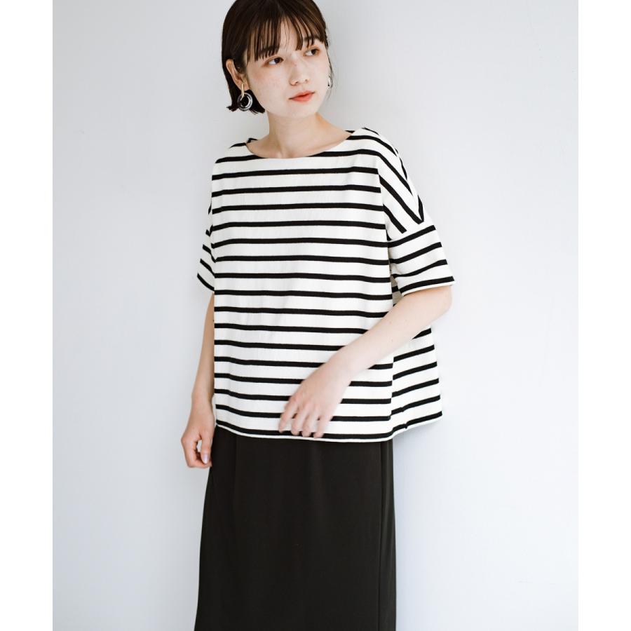 ハコ コーデがパッとオシャレに見える こだわりテントラインシルエットのとにかく便利な半袖ボーダートップス Magaseek Paypayモール店 通販 Paypayモール