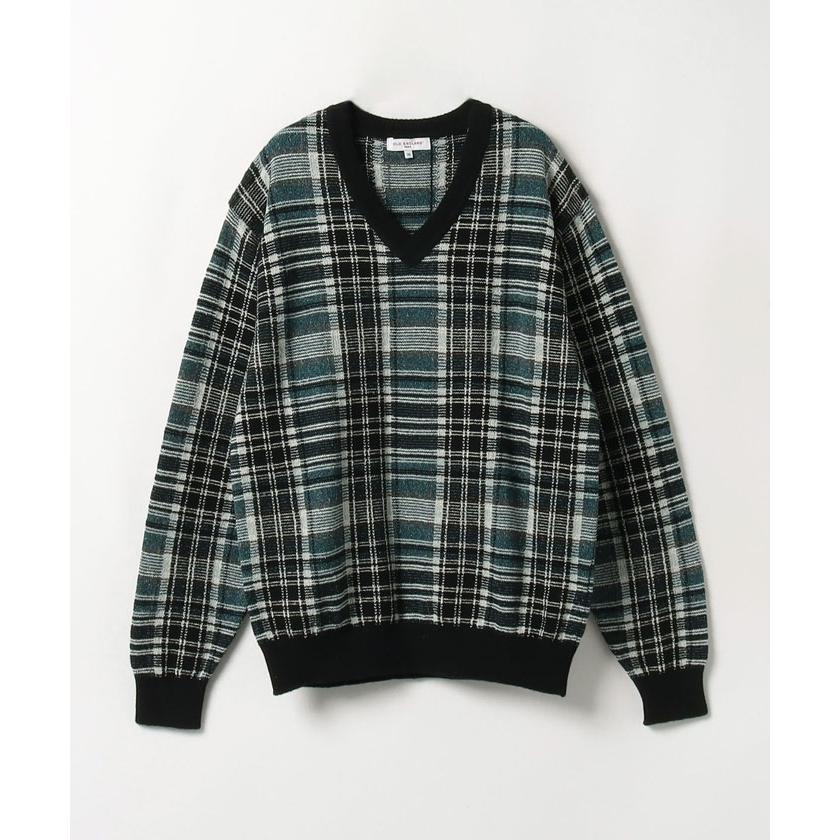 【オールドイングランド　オム　】チェック柄Vネックセーター