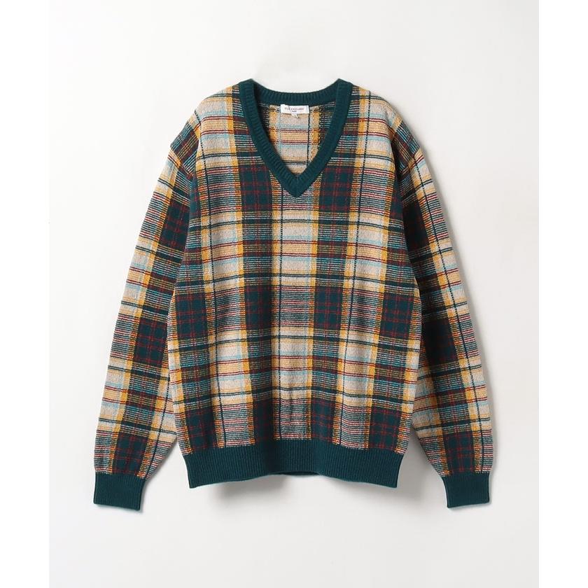 【オールドイングランド　オム　】チェック柄Vネックセーター 