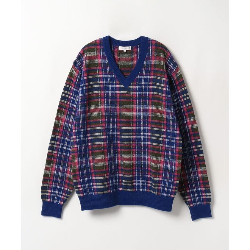 【オールドイングランド　オム　】チェック柄Vネックセーター 