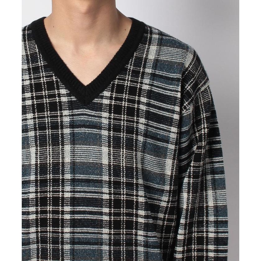 【オールドイングランド　オム　】チェック柄Vネックセーター 