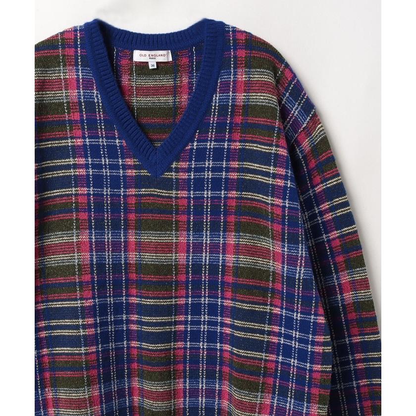 【オールドイングランド　オム　】チェック柄Vネックセーター 