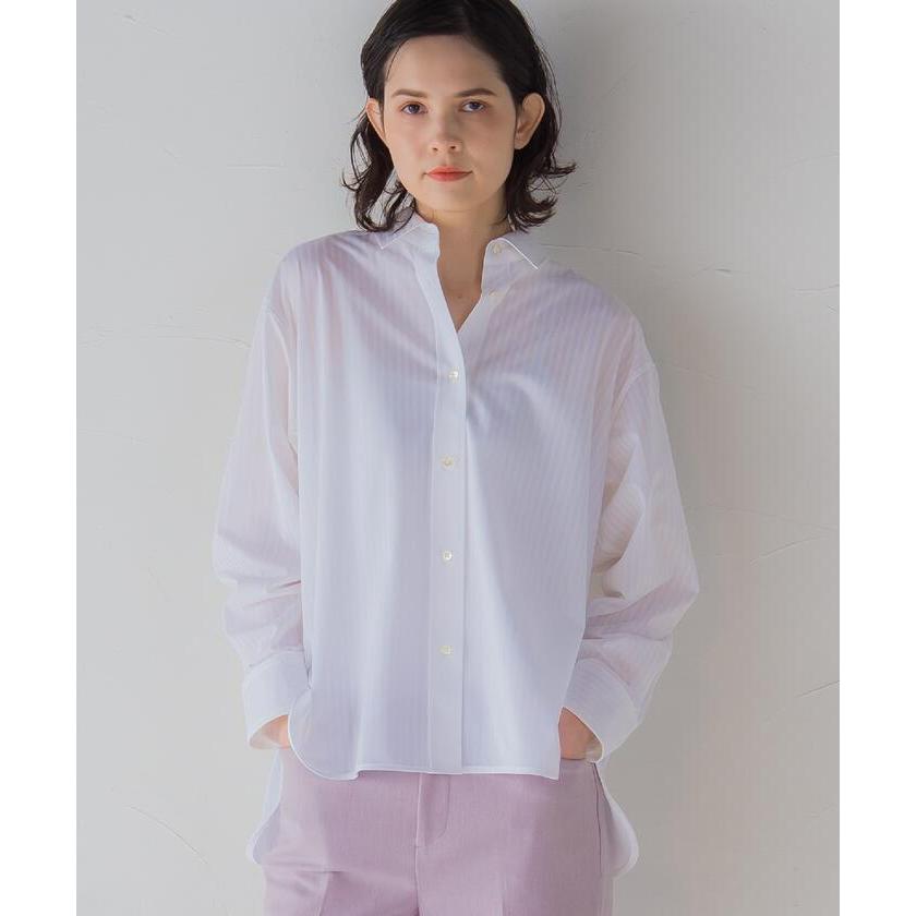 通販直営店の ラ エフ シャツ ブラウス 五分 七分袖 トリコットロンドンストライプ