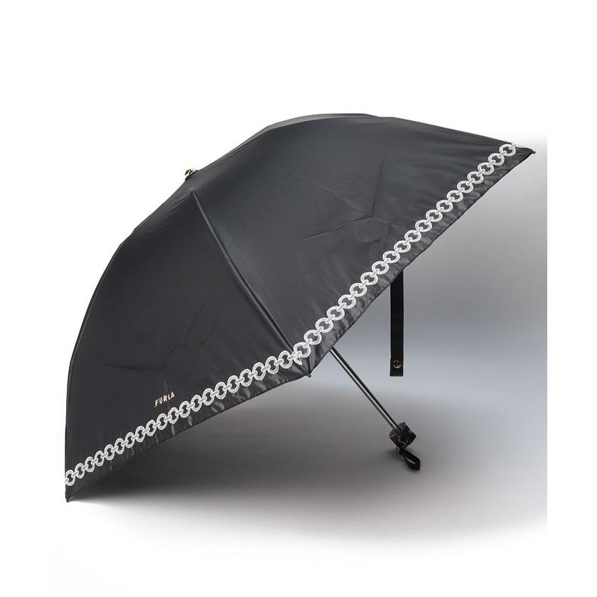 【フルラ】晴雨兼用折りたたみ日傘　”オーガンジー チェーン刺繍”