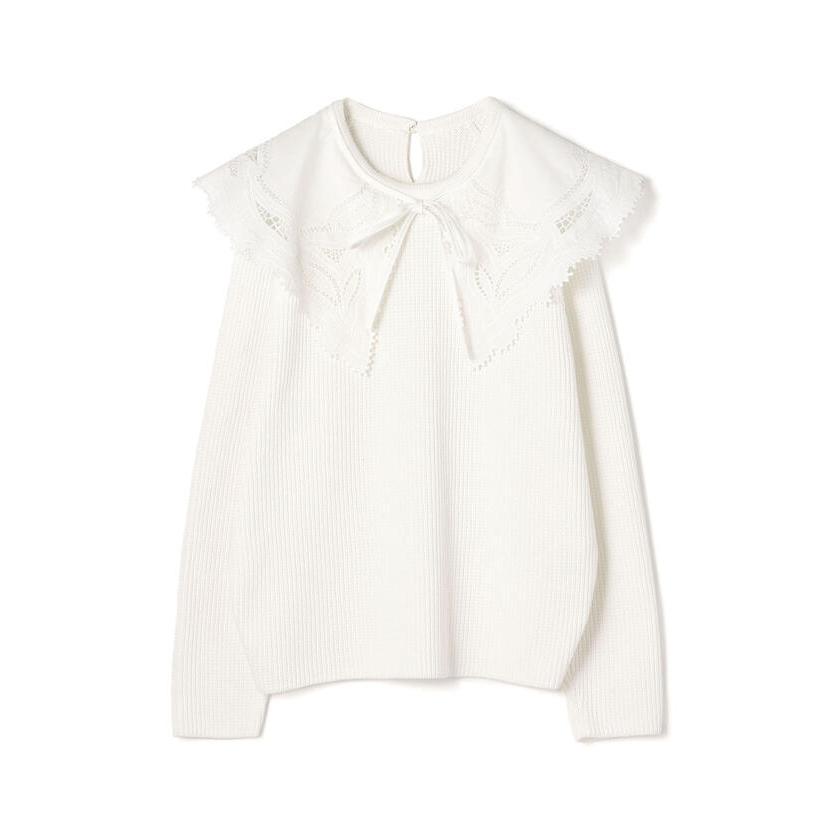 残りわずか Ballsey コットンポリエステルリリヤーン レースカラープルオーバー ニット セーター レディースファッション ファッション 757 Www Harmonypest Com