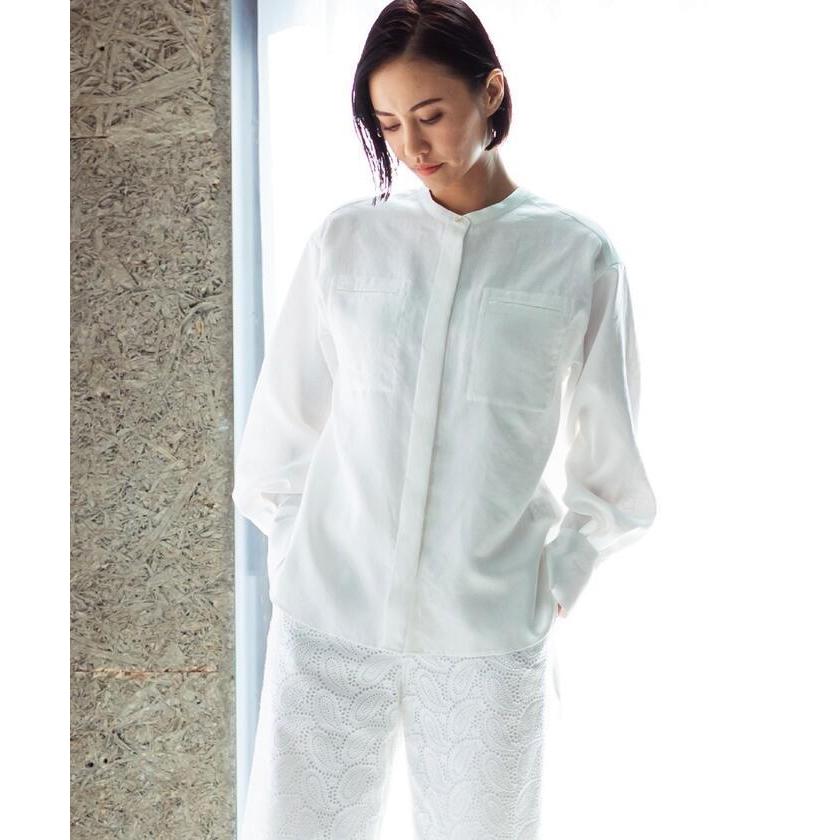 ロートレ アモン Magaseek Paypayモール店 エアリーな麻調素材のバンドカラーシャツ 洗濯