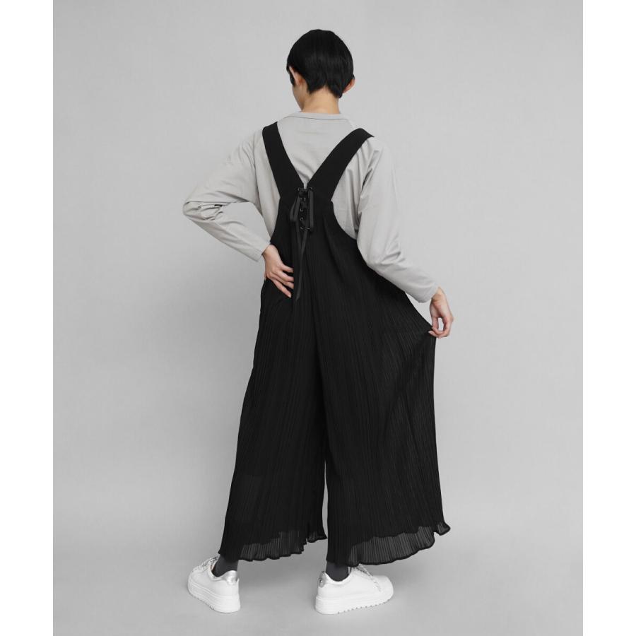 が大特価！LASUD レースアップデザインプリーツサロペット