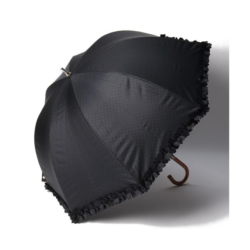 新品 LANVIN en Bleu ドビーフリル 晴雨兼用折りたたみ傘 ブラック