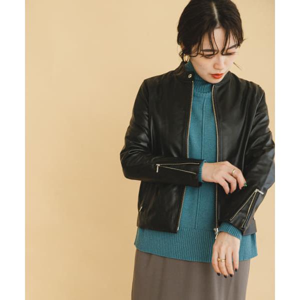 [美品]アーバンリサーチアイテムス　ラムレザージャケット　シングル　黒 ITEMS URBANRESEARCH 【アイテムズ アーバンリサーチ