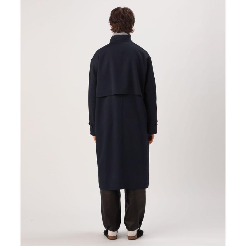 ネイビー CABaN ウールギャバジン スタンドカラーコート