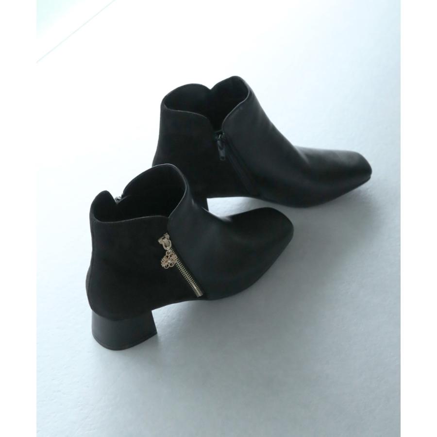 ジェリービーンズ ブラック ショートブーツ バックストラップ付き 2WAYファーバックベルトショートブーツ(S ブラック): ブーツ