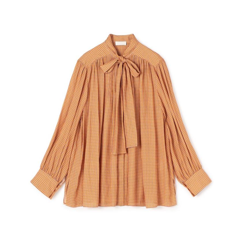 Ballsey 【Ballsey】ブロックモチーフプリント ボウタイブラウス Ballsey 【Ballsey】ブロックモチーフプリント ボウタイブラウス
