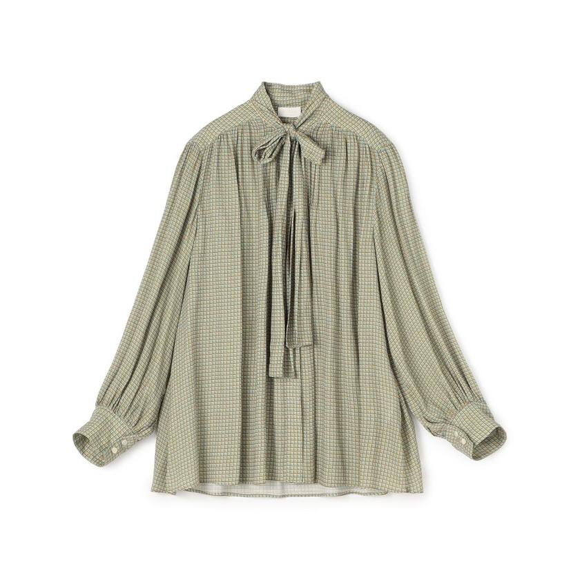 Ballsey 【Ballsey】ブロックモチーフプリント ボウタイブラウス Ballsey 【Ballsey】ブロックモチーフプリント ボウタイブラウス