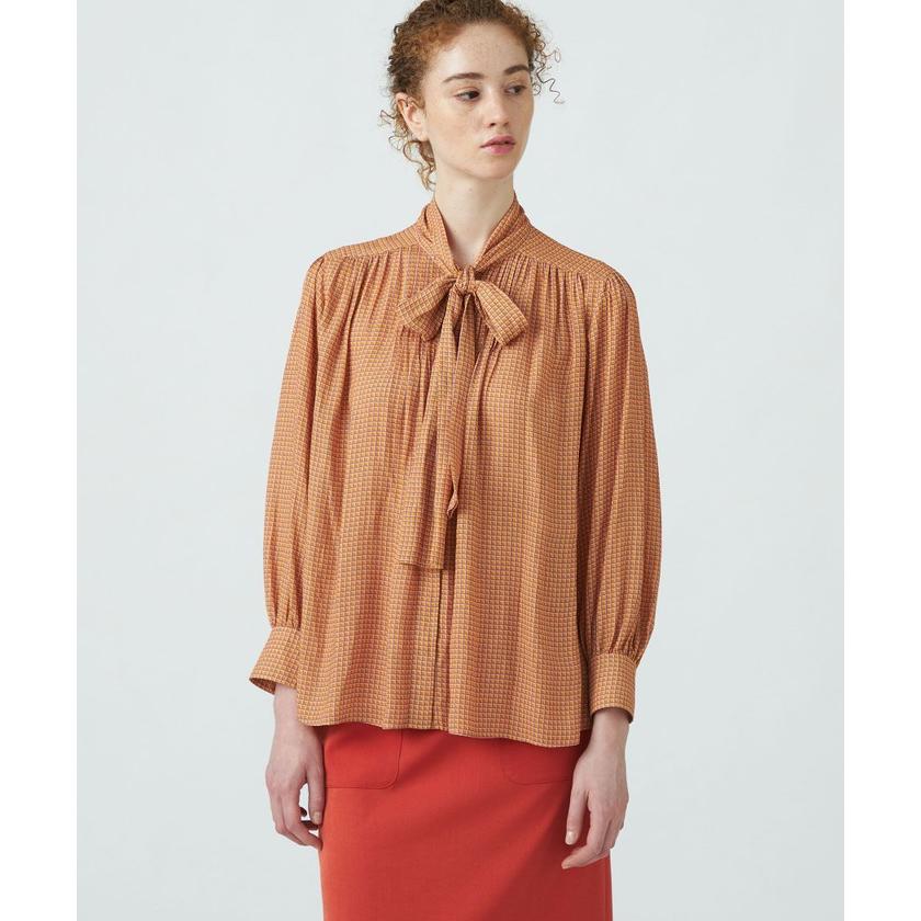 Ballsey 【Ballsey】ブロックモチーフプリント ボウタイブラウス Ballsey 【Ballsey】ブロックモチーフプリント ボウタイブラウス