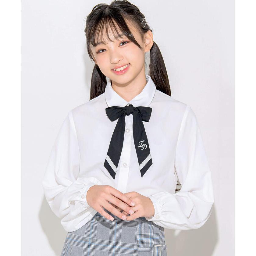 ジディー】【 ニコ☆プチ 掲載 】ライン入りタイ付きブラウス(130  